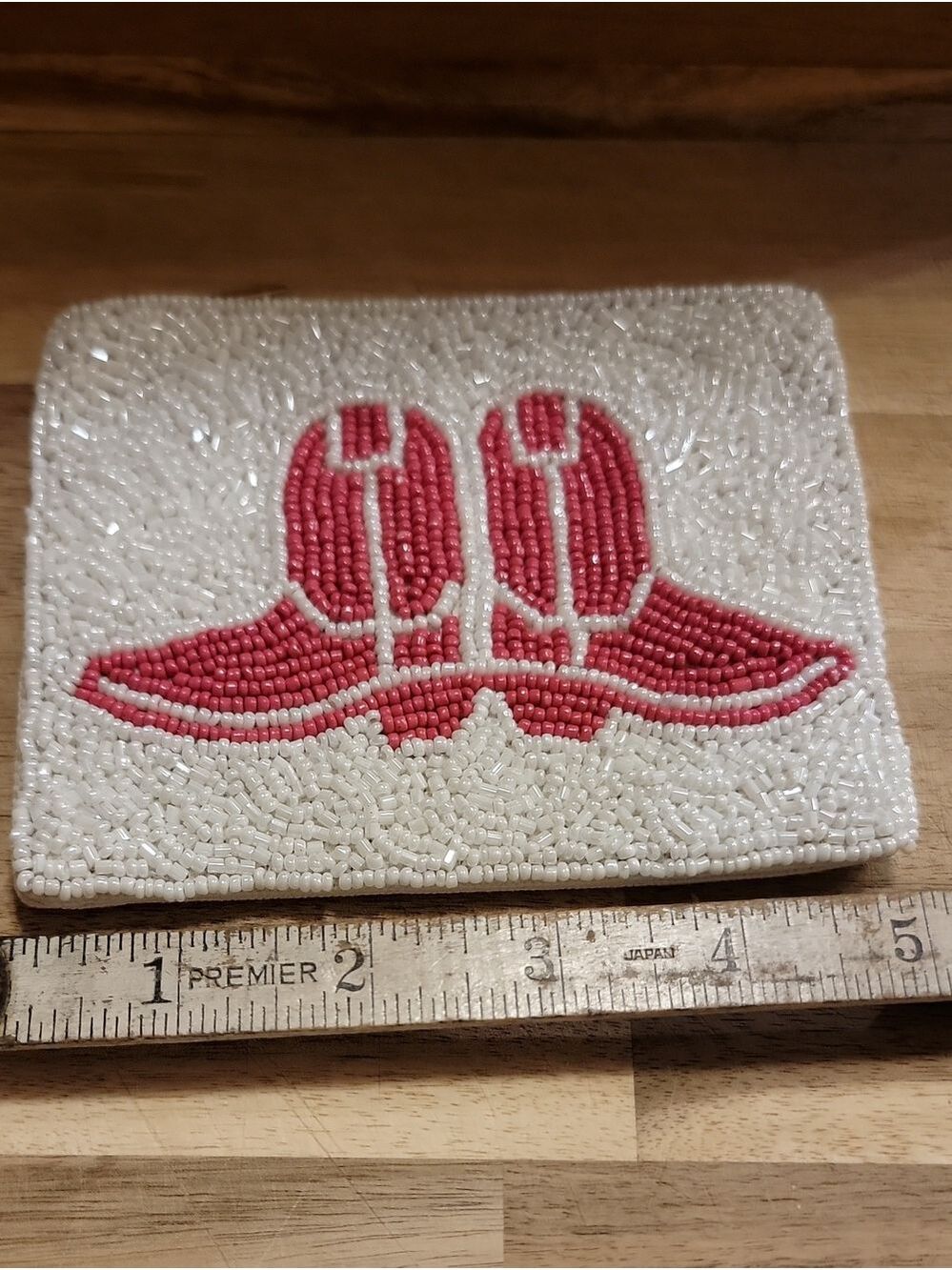 Pink Cowboy boots beaded coin purse - Picture 4 of 7